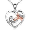 Colar + Pingente Menina e Cavalo Prata Aço Inoxidável
