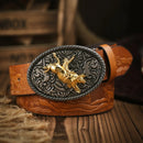 Cinto Country Fivela Cowboy Dourado Couro PU
