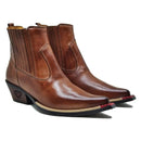 Bota Country Marrom Bico Fino Couro Estilo Cobra