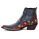 Bota Country Masculina Bico Fino Couro Estilo Cobra Dragão