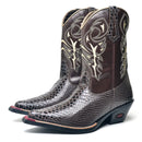Bota Country Marrom Bico Fino Couro Cano Médio