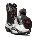 Bota Country Masculina Branca Bico Fino Couro Cano Médio