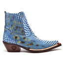 Bota Country Masculina Azul Bico Fino Couro Estilo Cobra