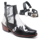 Bota Country Masculina Branco Gelo em Couro Masculina com Cabresto Removível e Elástico