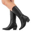 Bota Country Texana Feminina Preta Cano Médio