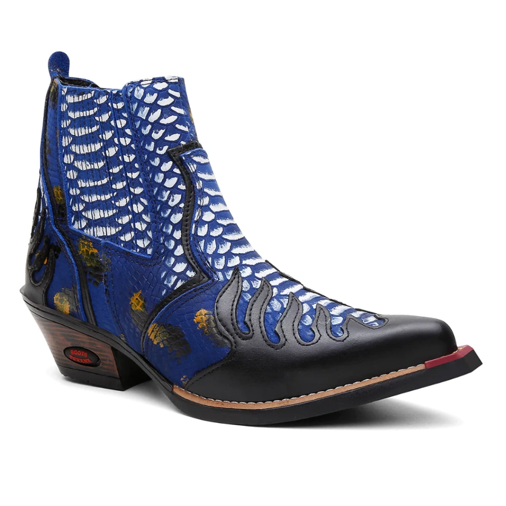 Bota Country Texana Exótico Azul Elegante