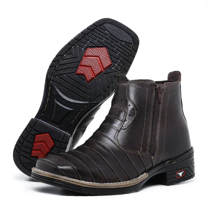 Bota Country Masculina Couro Estilo Casco de Tatu