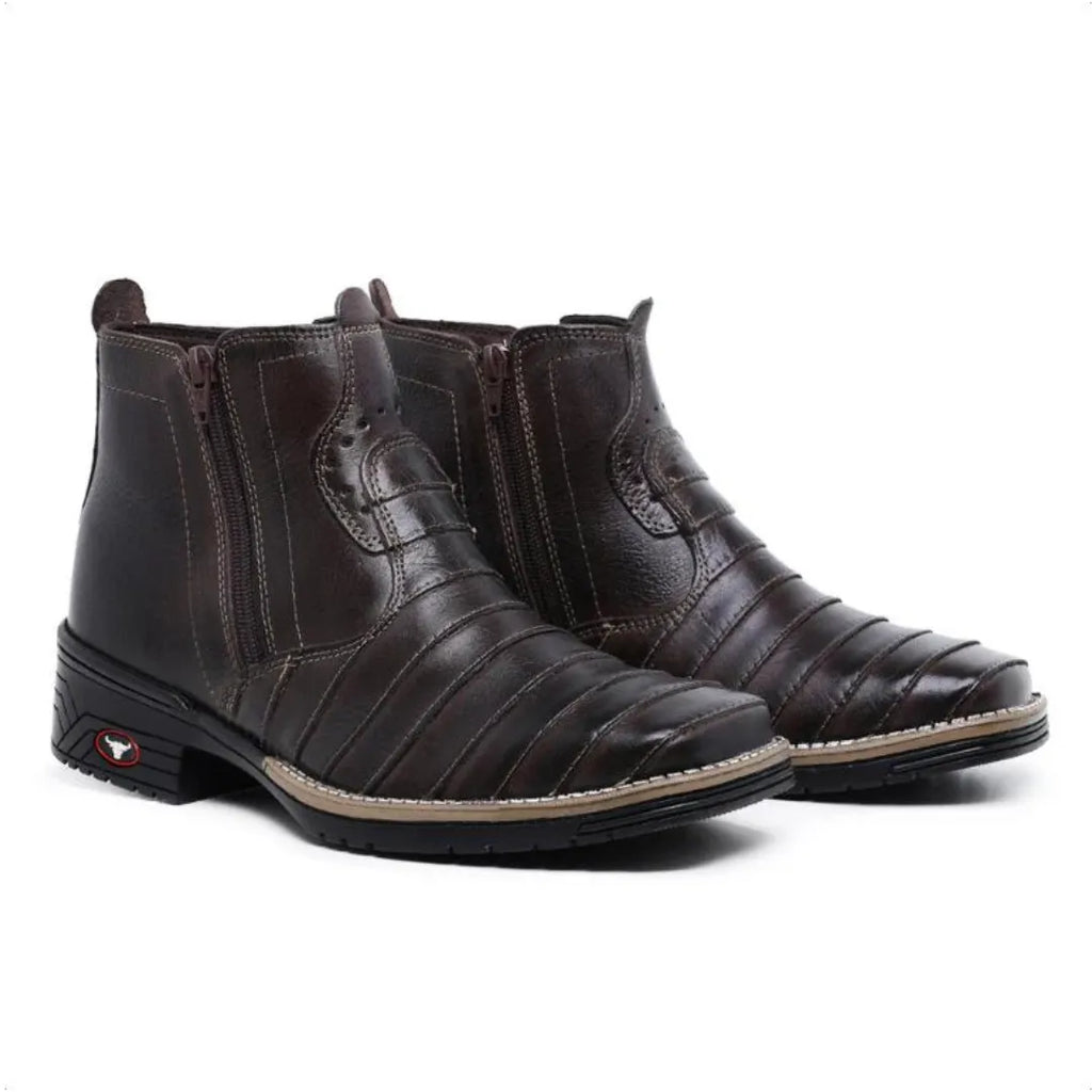 Bota Country Masculina Couro Estilo Casco de Tatu