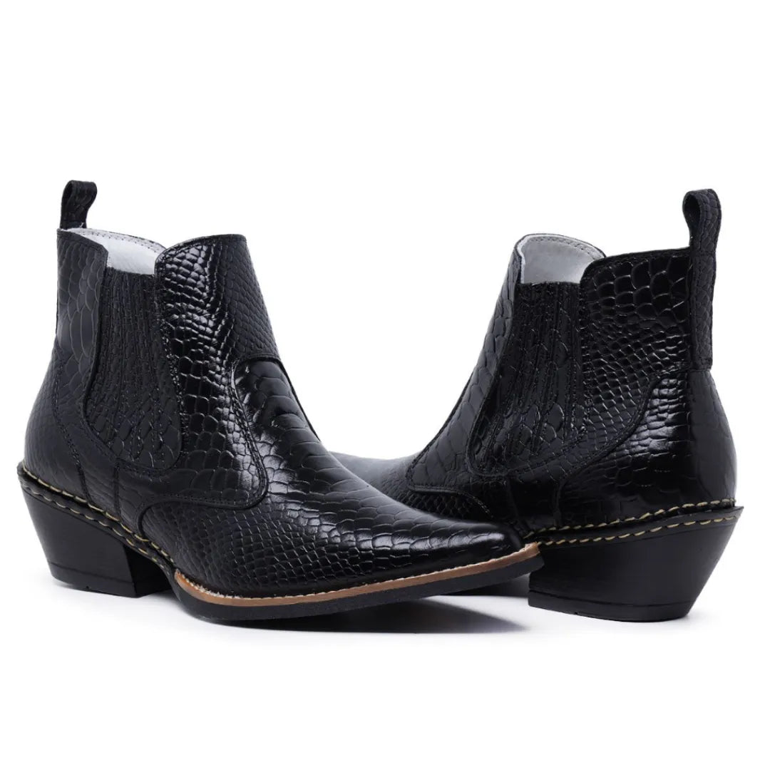 Bota Country Masculina Bico Fino Preta Clássica