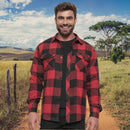 Camisa Xadrez Manga Longa Flanela Estilo Country Vermelha e Preto
