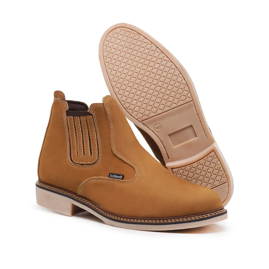 Botina Masculina Couro Legítimo Amarela