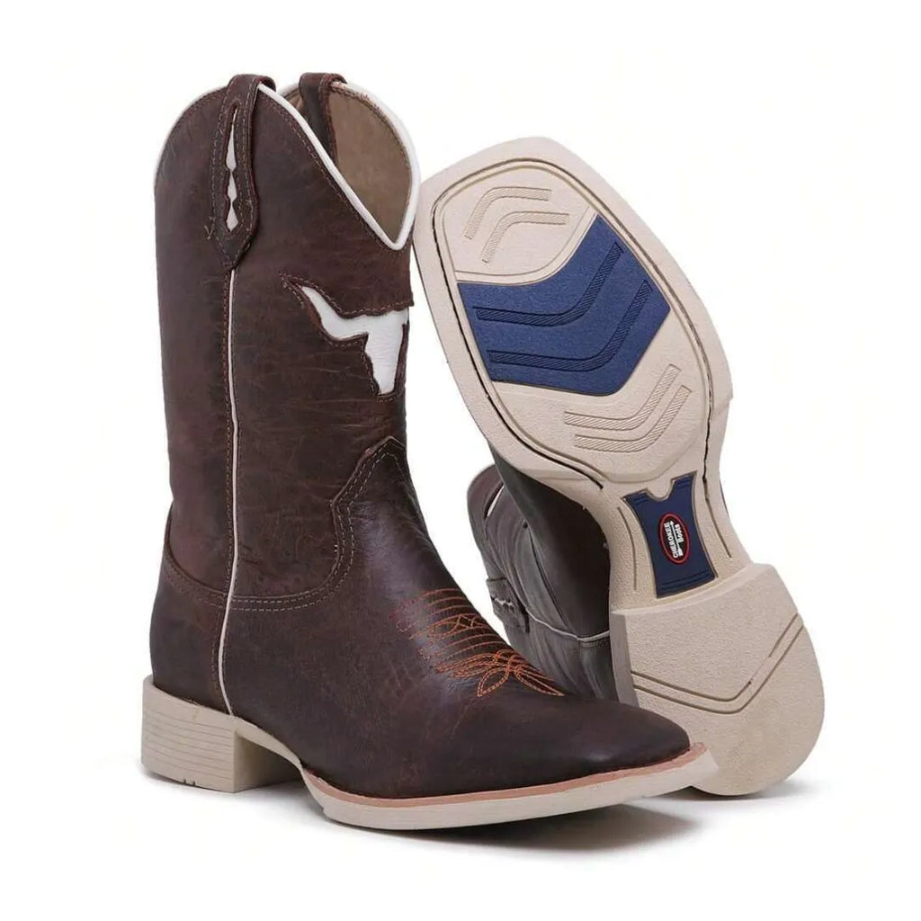 Bota Country Masculina Cano Alto Premium Marrom