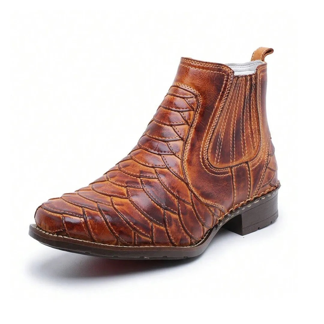 Bota Country Masculina Escamada Couro Marrom