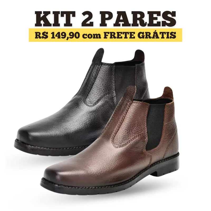 KIT 2 PARES BOTINA COUNTRY COURO + FRETE GRÁTIS