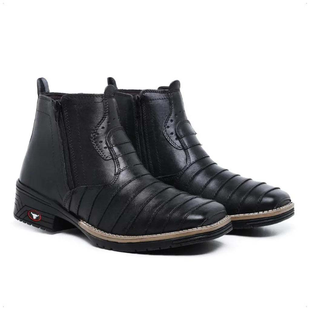 Bota Country Masculina Couro Estilo Casco de Tatu