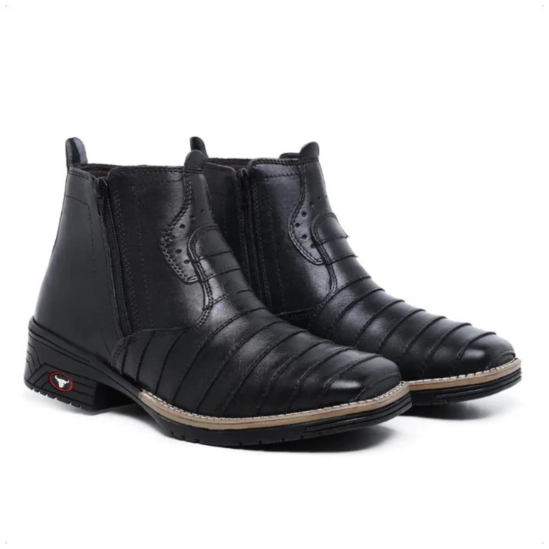 Bota Country Masculina Couro Estilo Casco de Tatu
