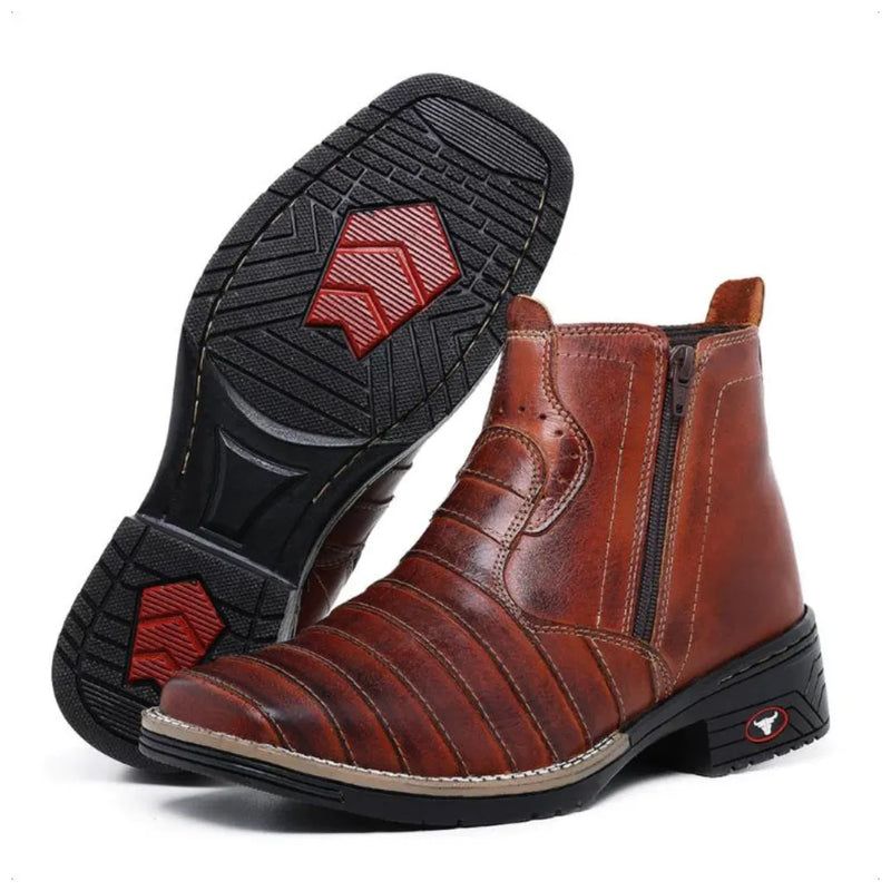 Bota Country Masculina Couro Estilo Casco de Tatu