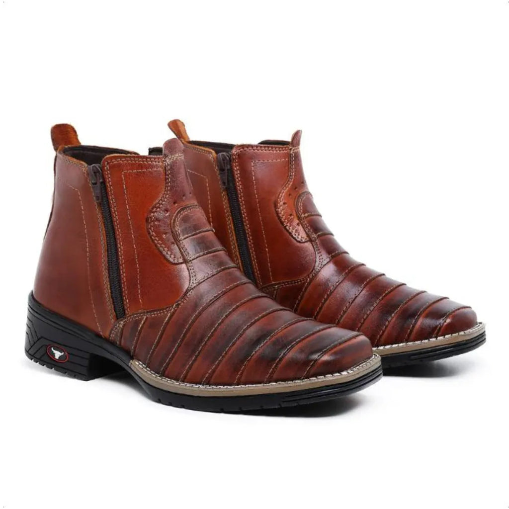 Bota Country Masculina Couro Estilo Casco de Tatu