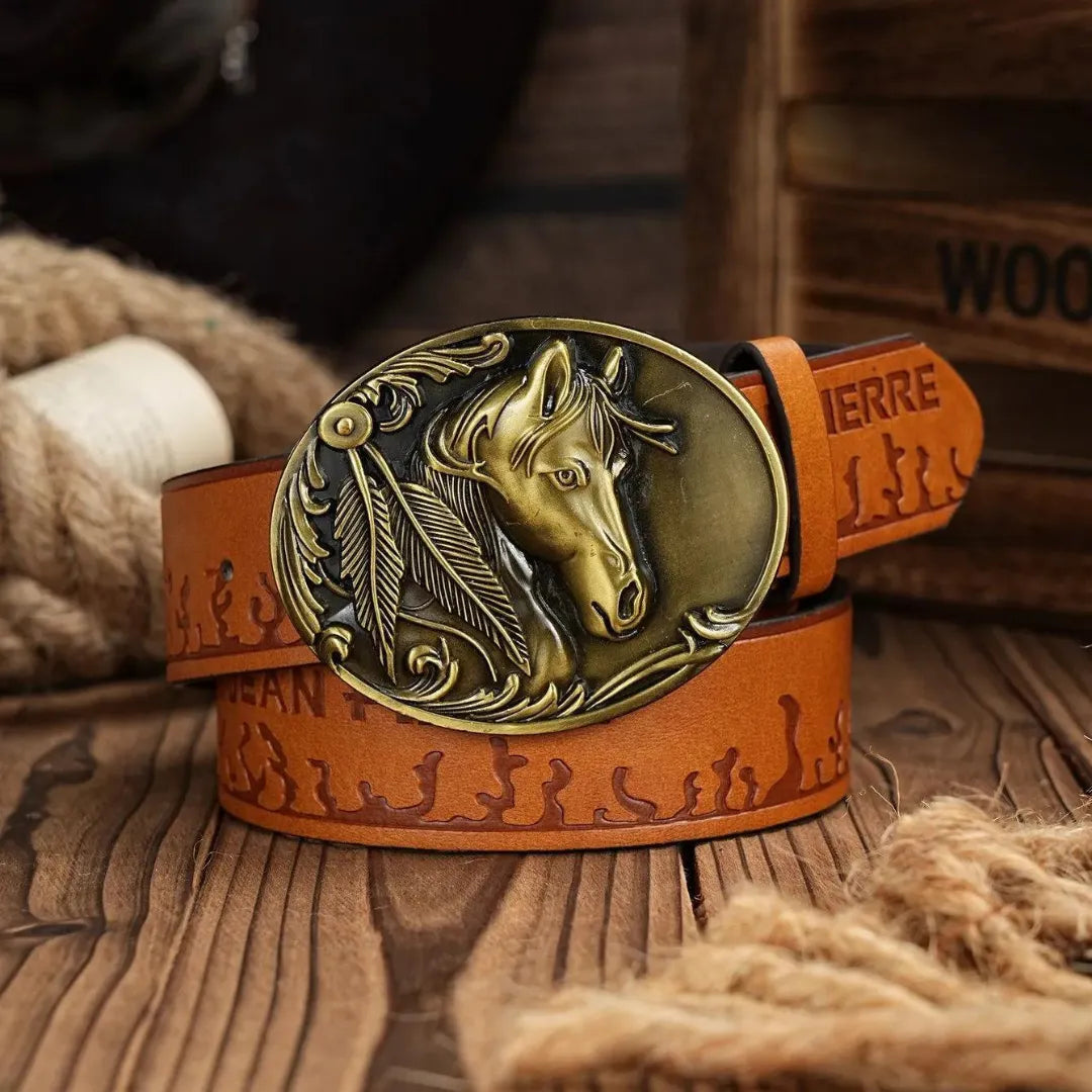 Cinto Country Fivela Cavalo Appaloosa Couro PU