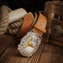 Cinto Country Fivela Boi Dourado Couro PU