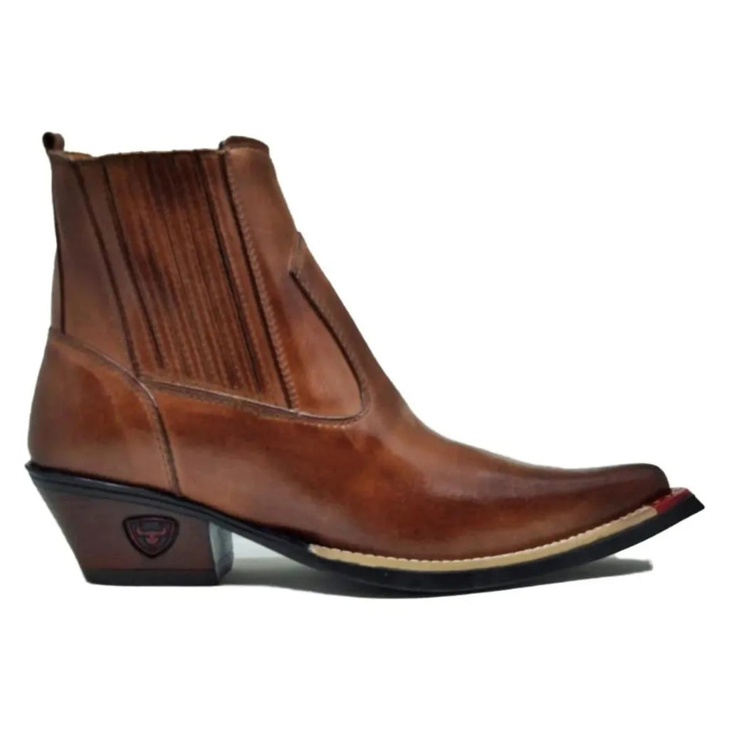 Bota Country Marrom Bico Fino Couro Estilo Cobra