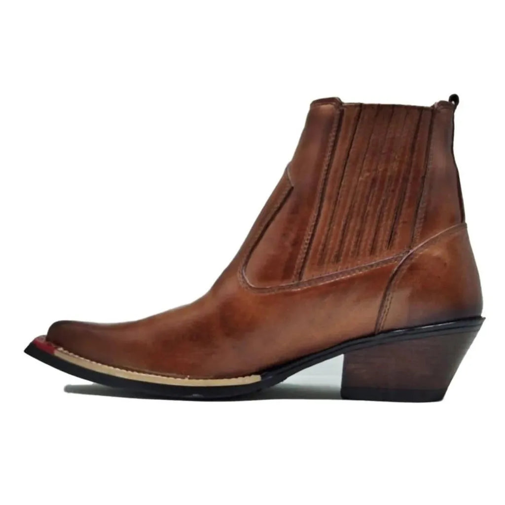 Bota Country Marrom Bico Fino Couro Estilo Cobra