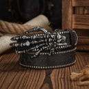 Cinto Country Fivela Mão de Esqueleto Couro PU