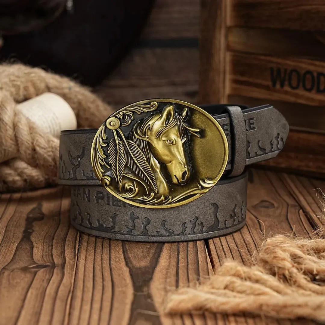 Cinto Country Fivela Cavalo Appaloosa Couro PU
