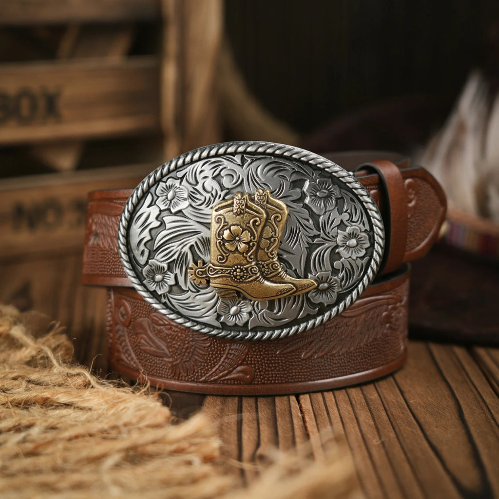 Cinto Country Fivela Bota & Espora Couro PU