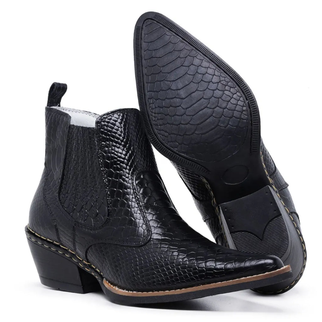 Bota Country Masculina Bico Fino Preta Clássica