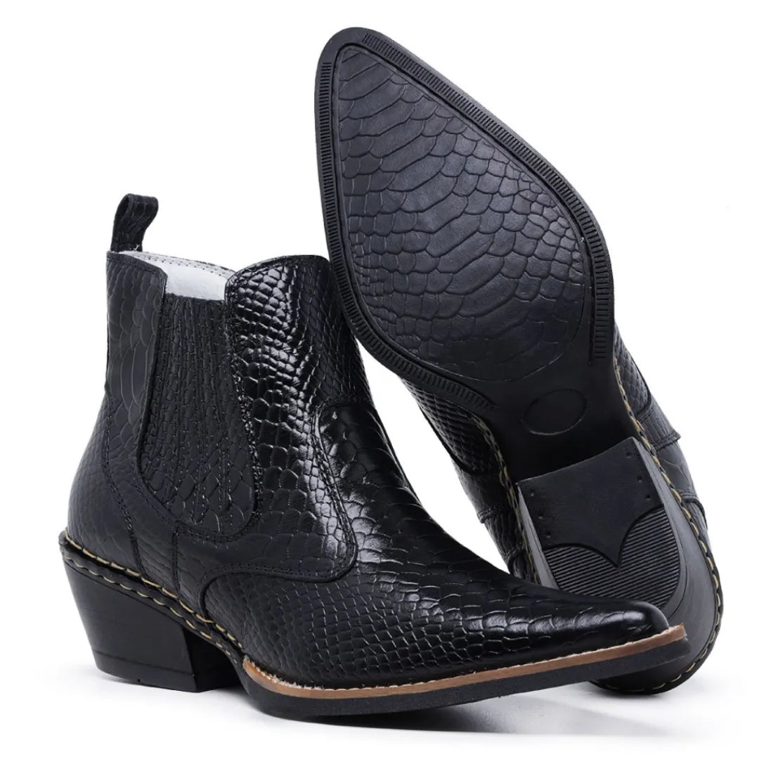 Bota Country Masculina Bico Fino Preta Clássica