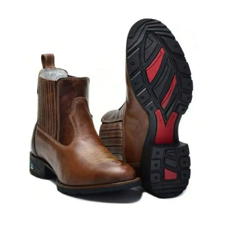 Bota Country Texana Bico Redondo Marrom