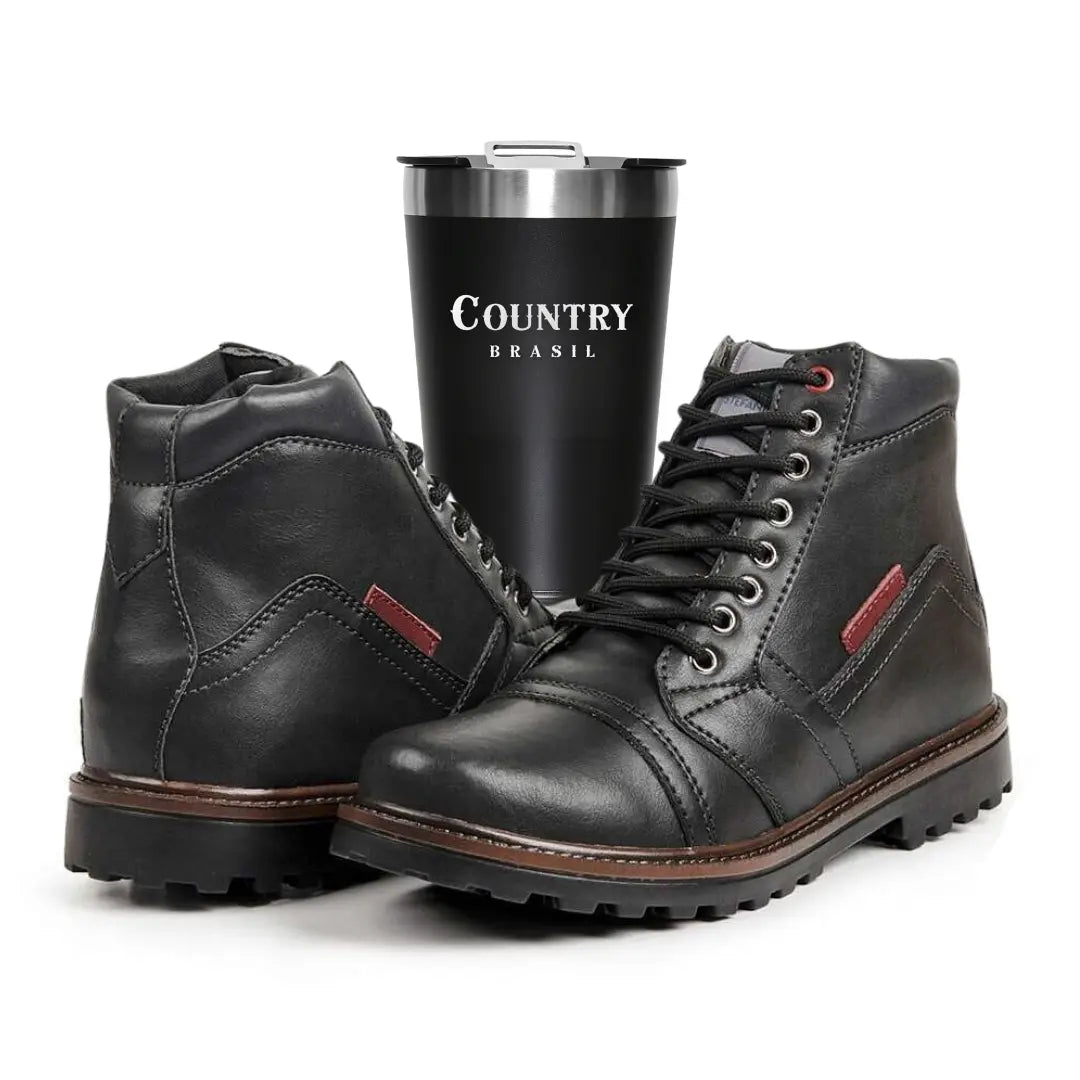 Botina Masculina Coturno Moderna + Copo Térmico