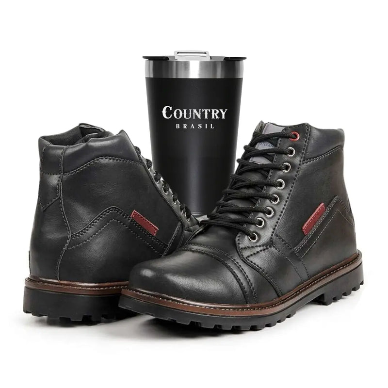 Botina Masculina Coturno Moderna + Copo Térmico