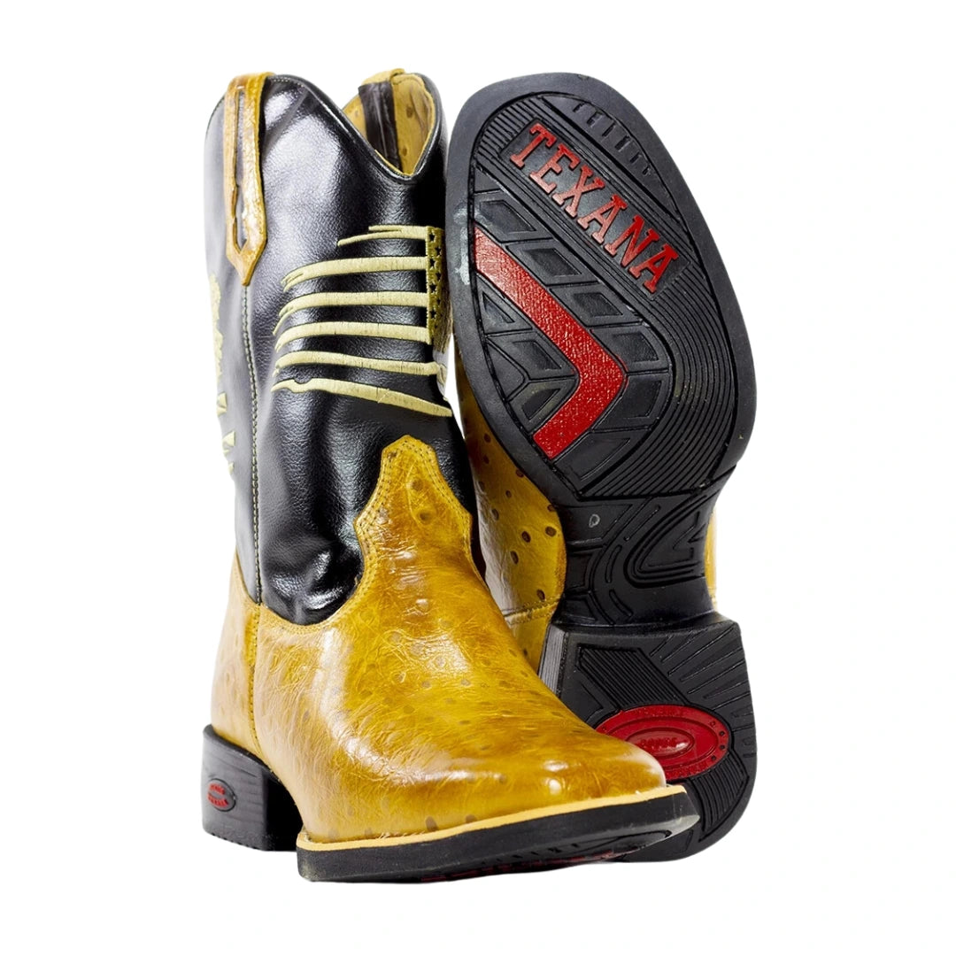 Bota Country Masculina Texana Cano Alto Amarela Estilo Estados Unidos