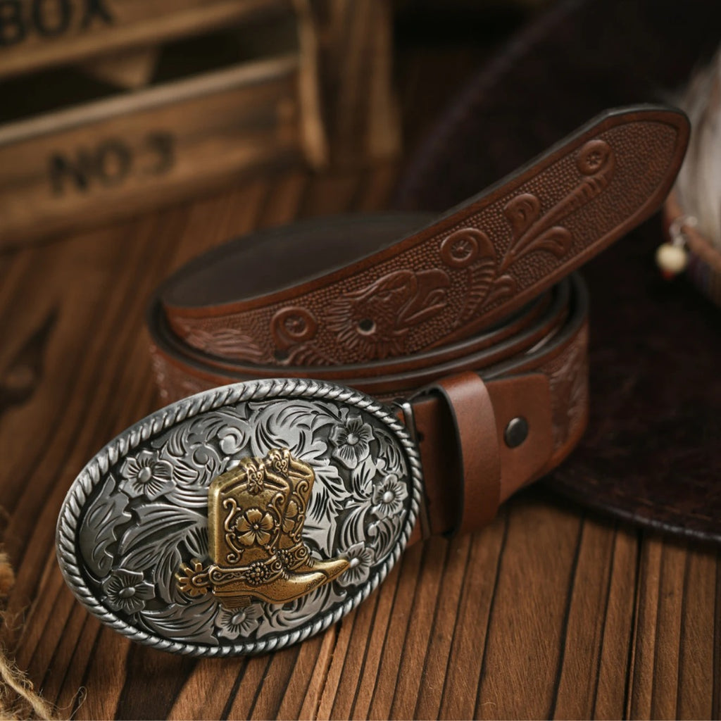 Cinto Country Fivela Bota & Espora Couro PU