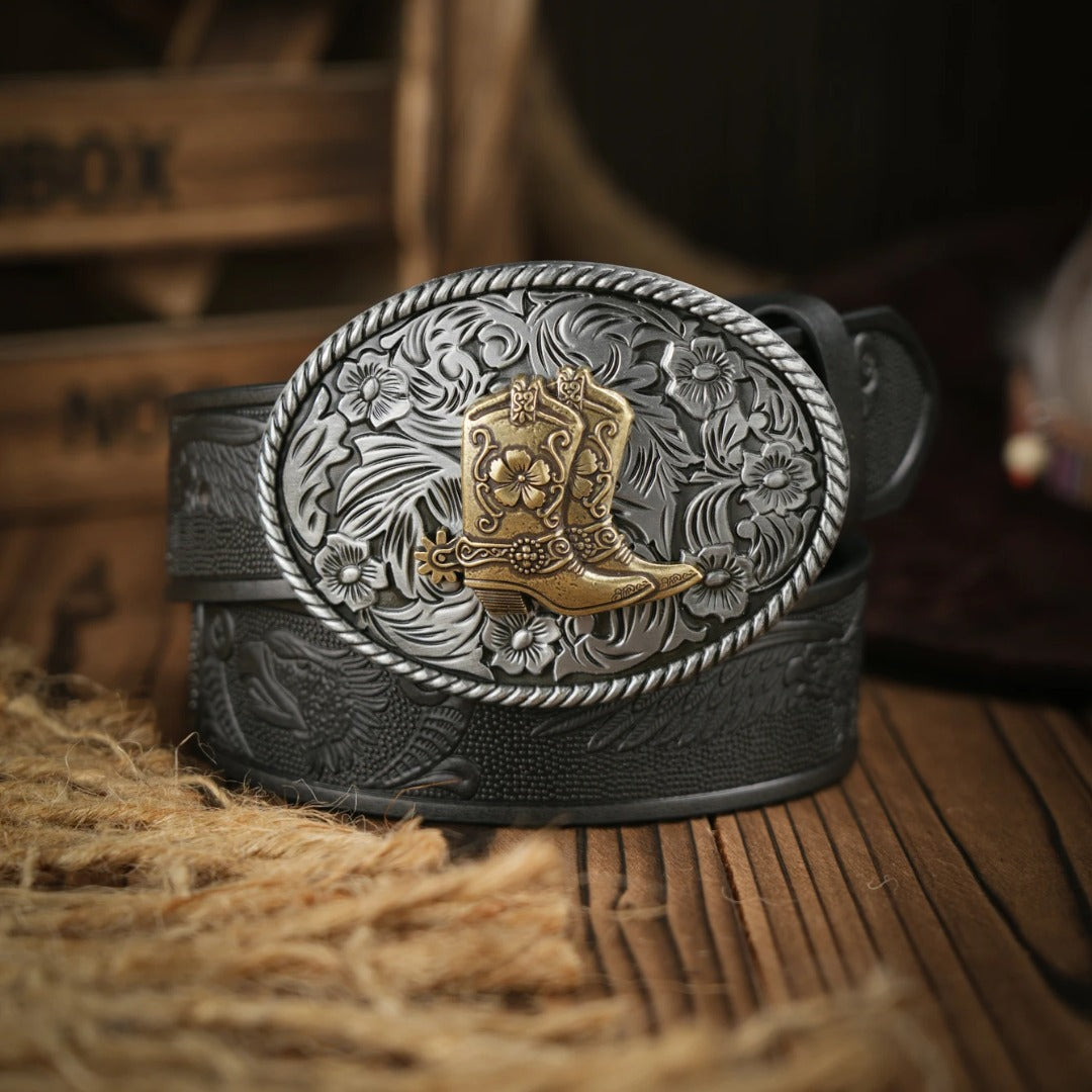 Cinto Country Fivela Bota & Espora Couro PU