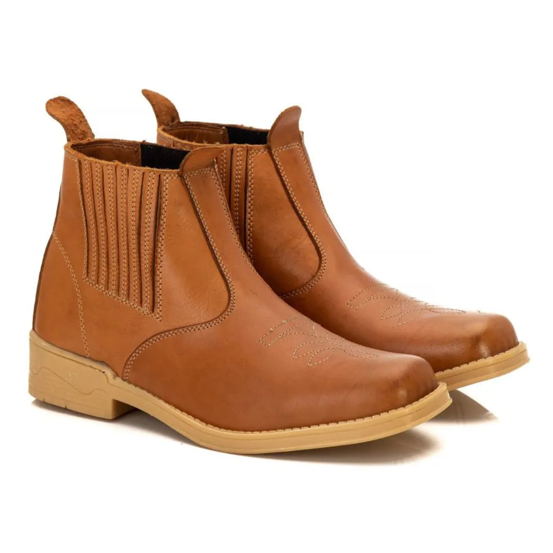 Botina Country Amarelo Couro Legítimo (Frete Grátis)