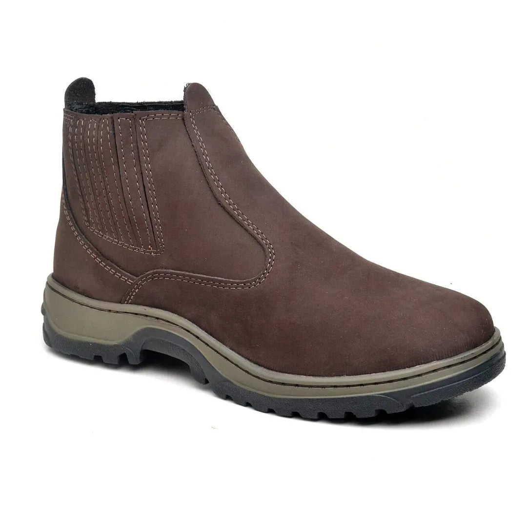 Botina Resistente Couro AgroWork Marrom