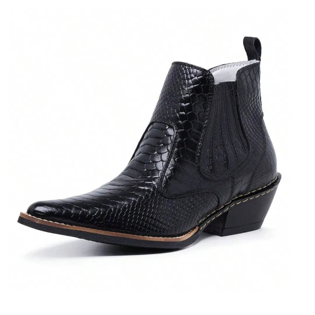 Bota Country Masculina Bico Fino Preta Clássica