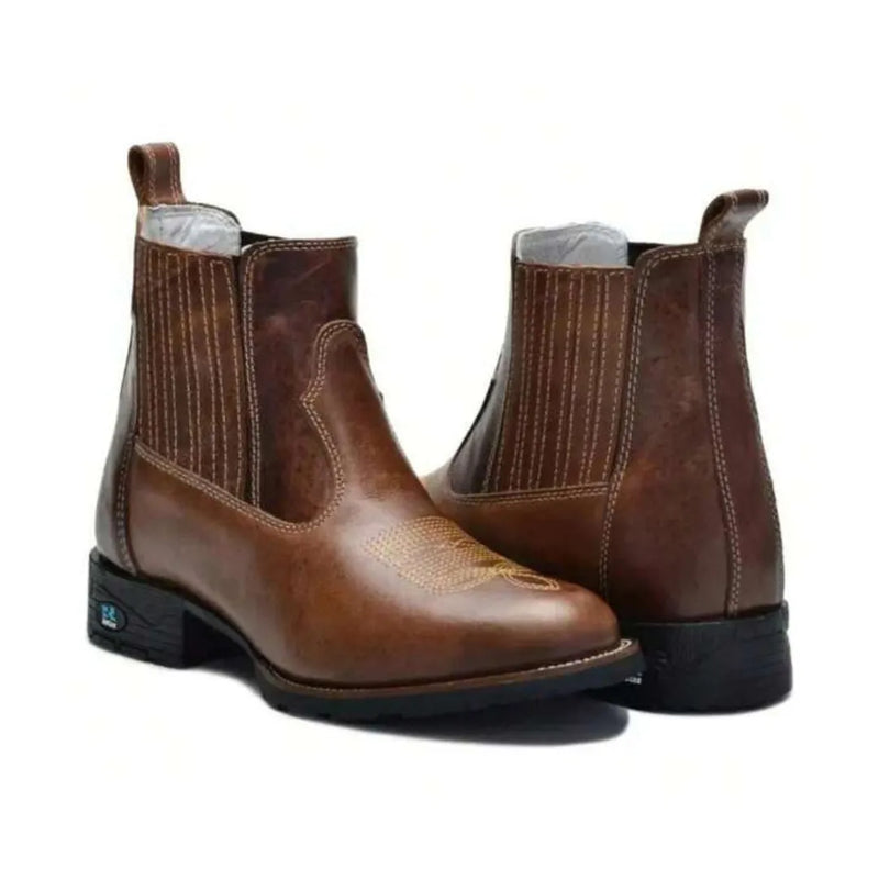 Bota Country Texana Bico Redondo Marrom