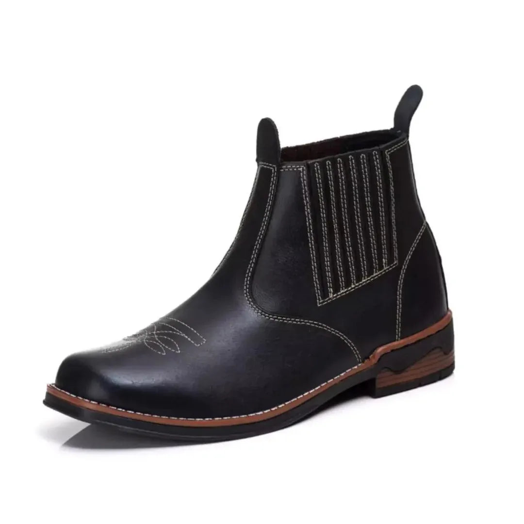 Botina Country Preta Couro Legítimo (Frete Grátis)