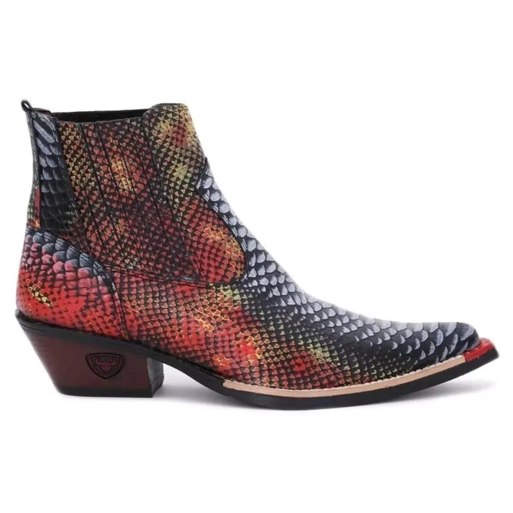 Bota Country Masculina Bico Fino Couro Estilo Cobra Dragão