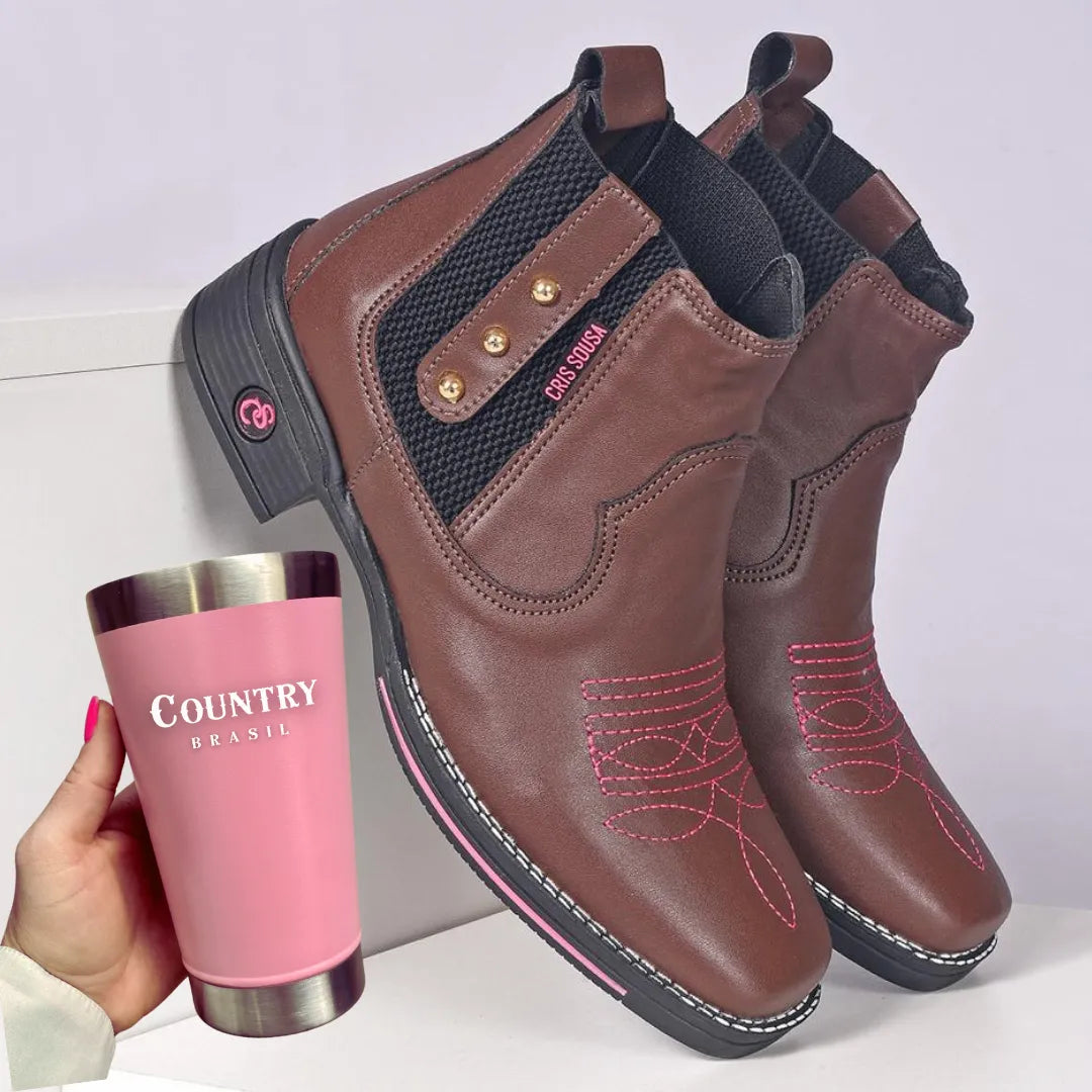 Bota Texana Feminina Country + Copo Térmico GRÁTIS