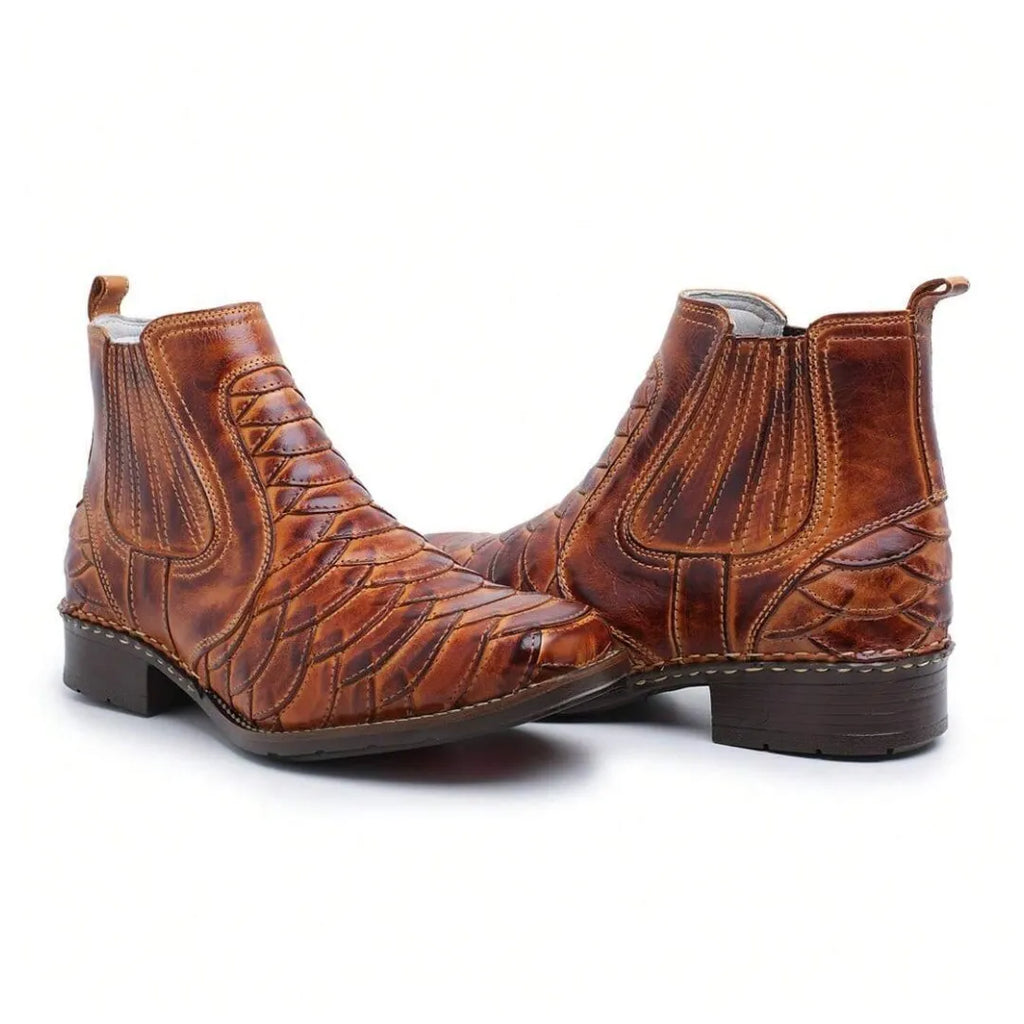 Bota Country Masculina Escamada Couro Marrom