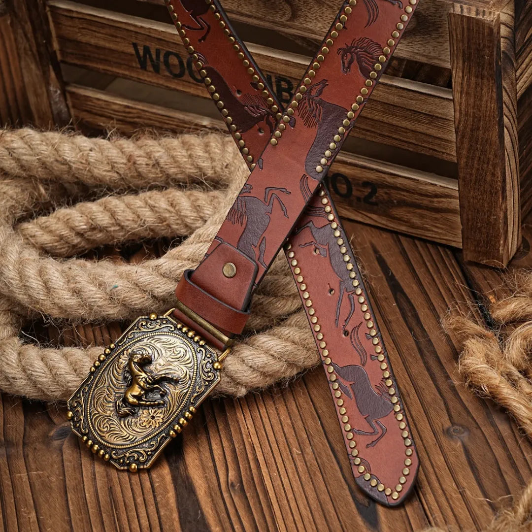 Cinto Country Fivela Mustang Couro PU