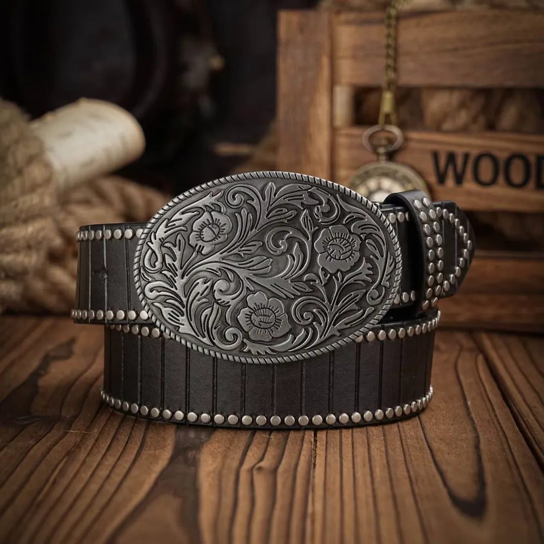 Cinto Country Fivela Flor do Deserto Couro PU