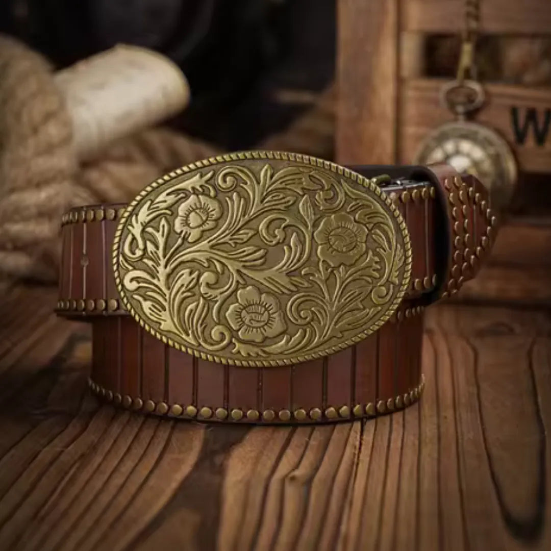 Cinto Country Fivela Flor do Deserto Couro PU