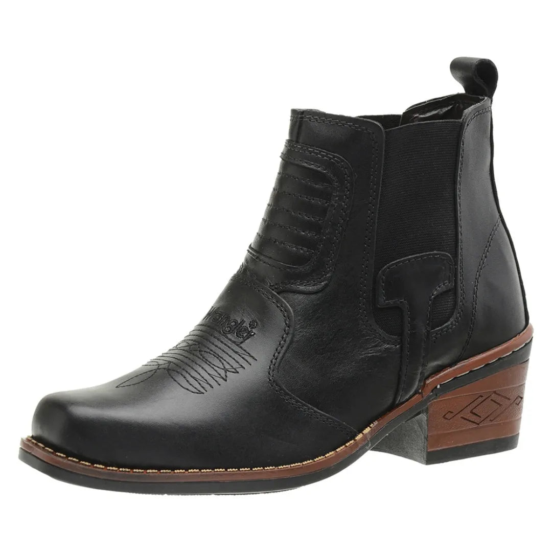 Bota Country Texana Couro 100% Legítimo - Preta + Copo Térmico GRÁTIS