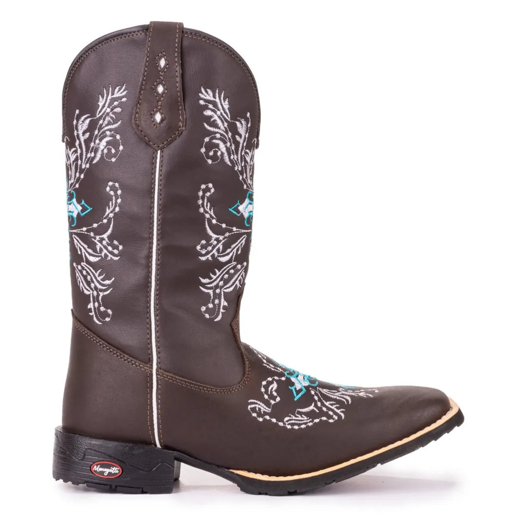 Bota Country Masculina Cano Alto Marrom e Cruz Azul Feminina